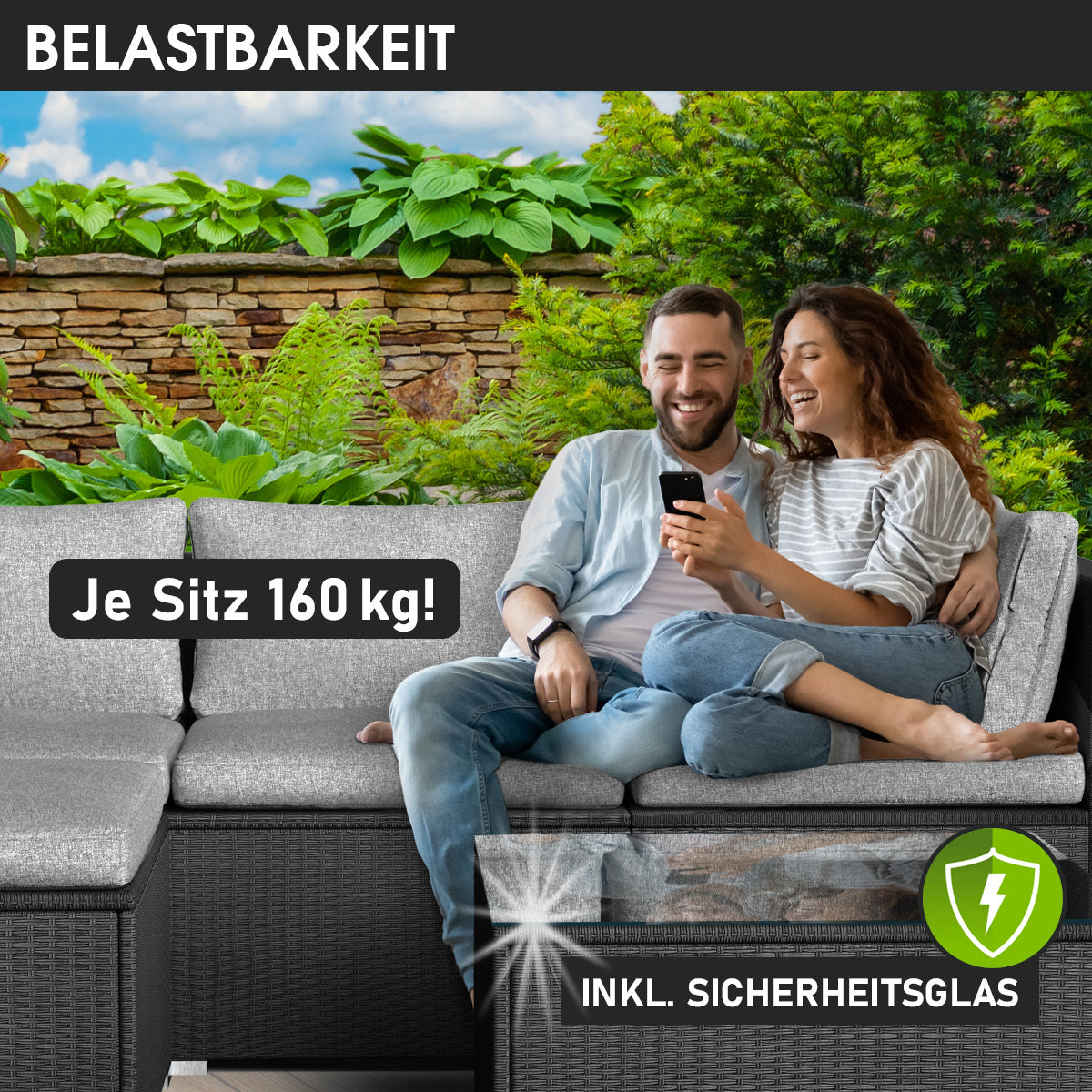 Polyrattan Gartenmöbelset OASE schwarz