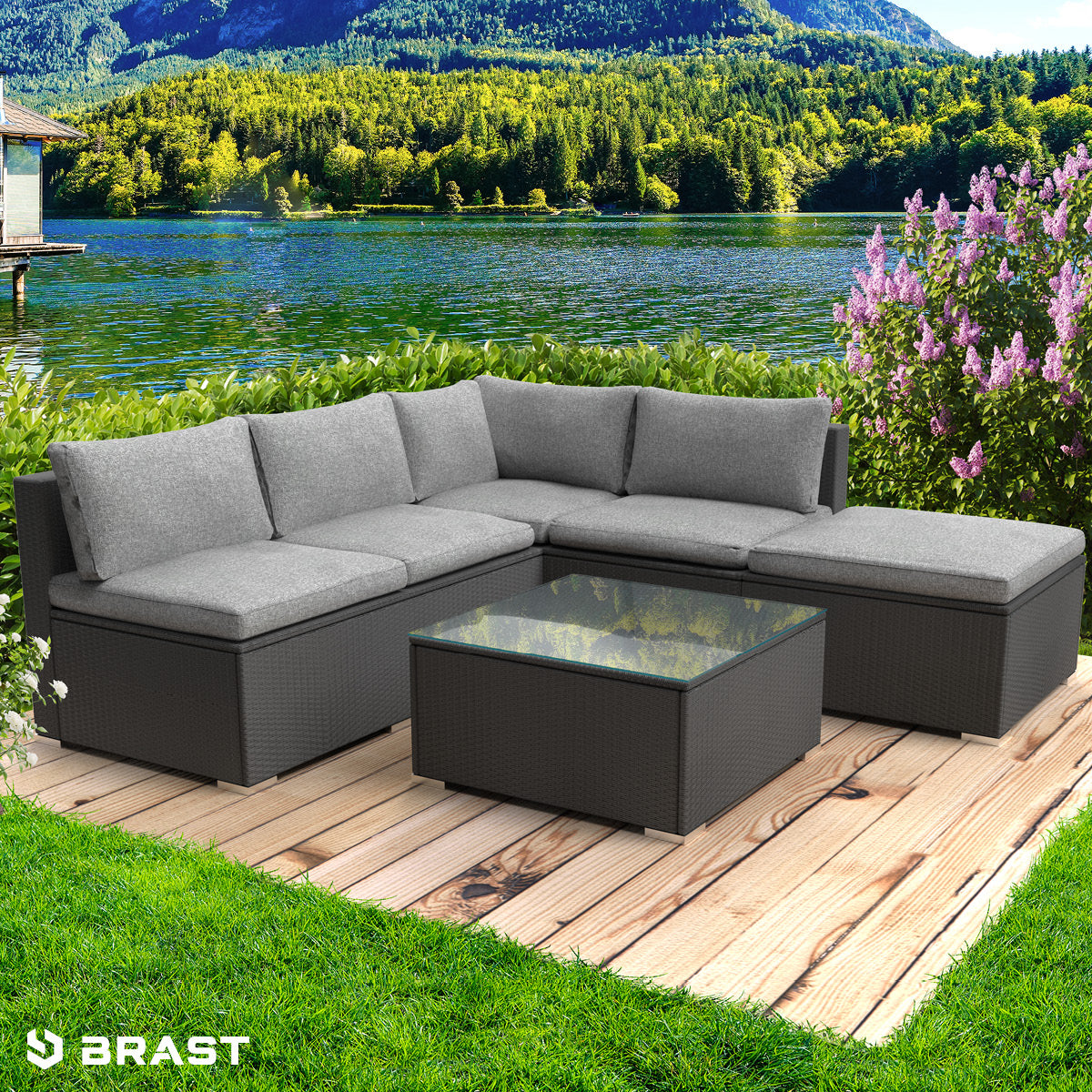 Polyrattan Gartenmöbelset OASE schwarz