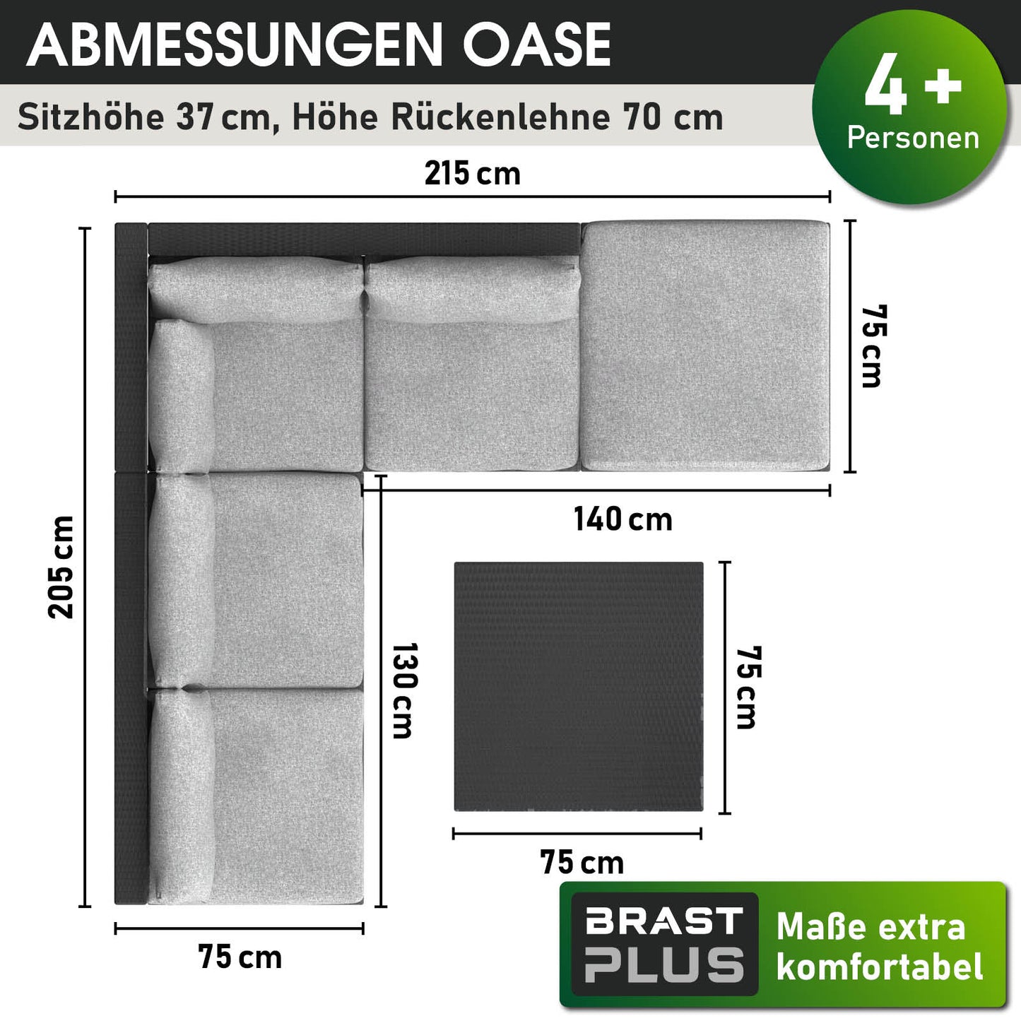 Polyrattan Gartenmöbelset OASE schwarz