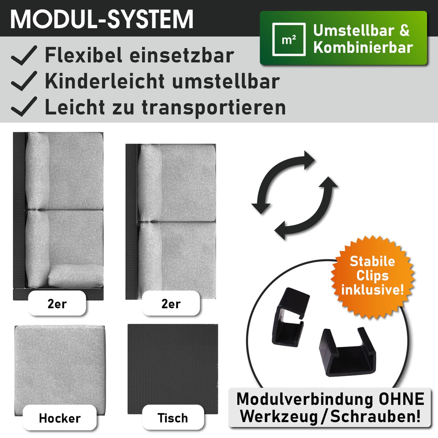 Polyrattan Gartenmöbelset OASE schwarz