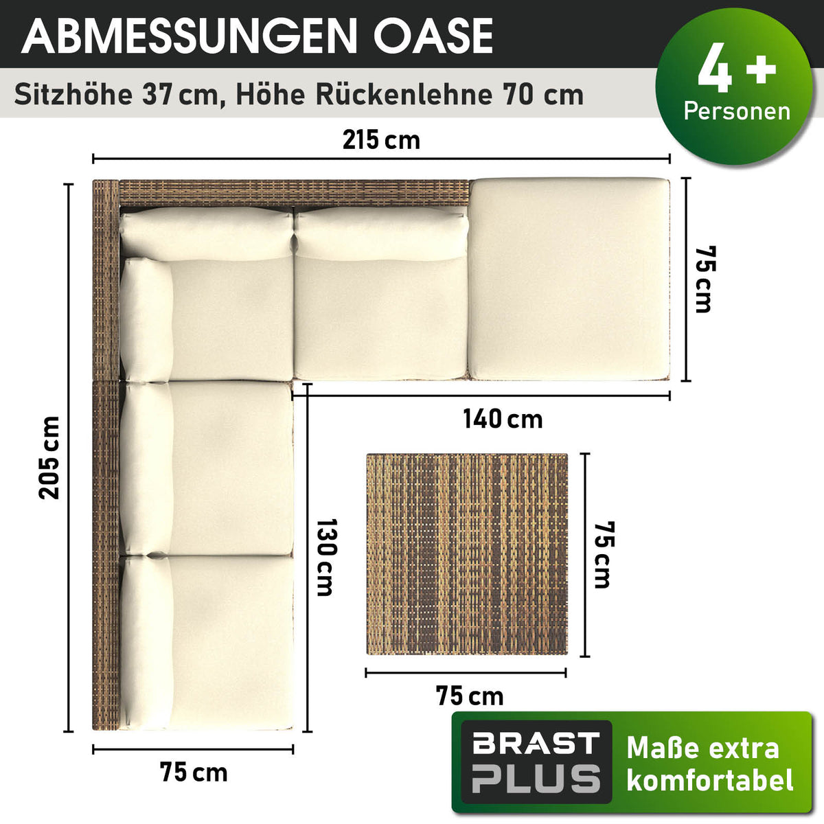 Polyrattan Gartenmöbelset OASE braun