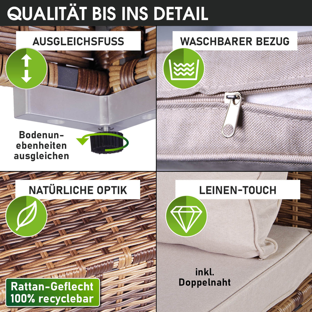 Polyrattan Gartenmöbelset OASE braun