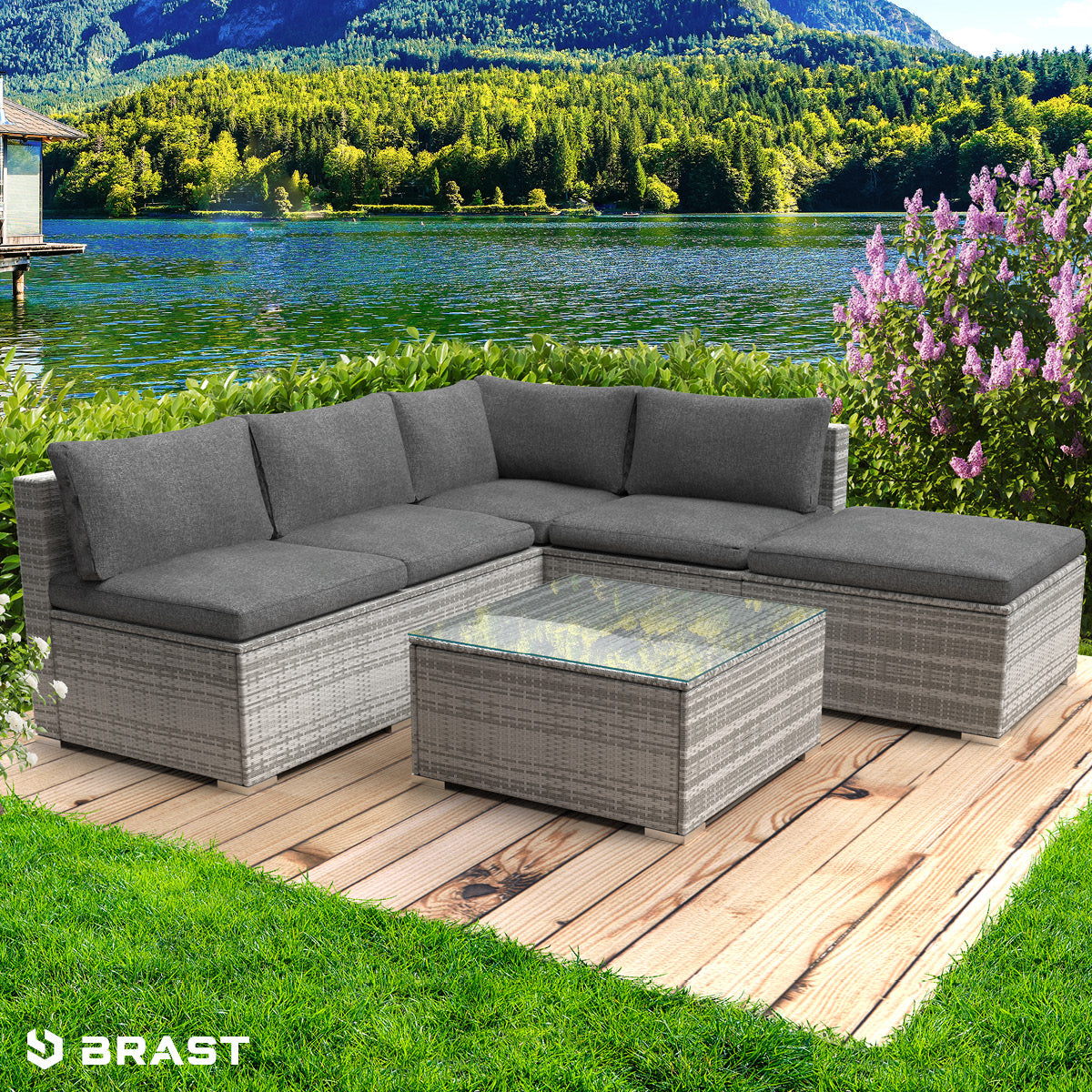 Polyrattan Gartenmöbelset OASE grau