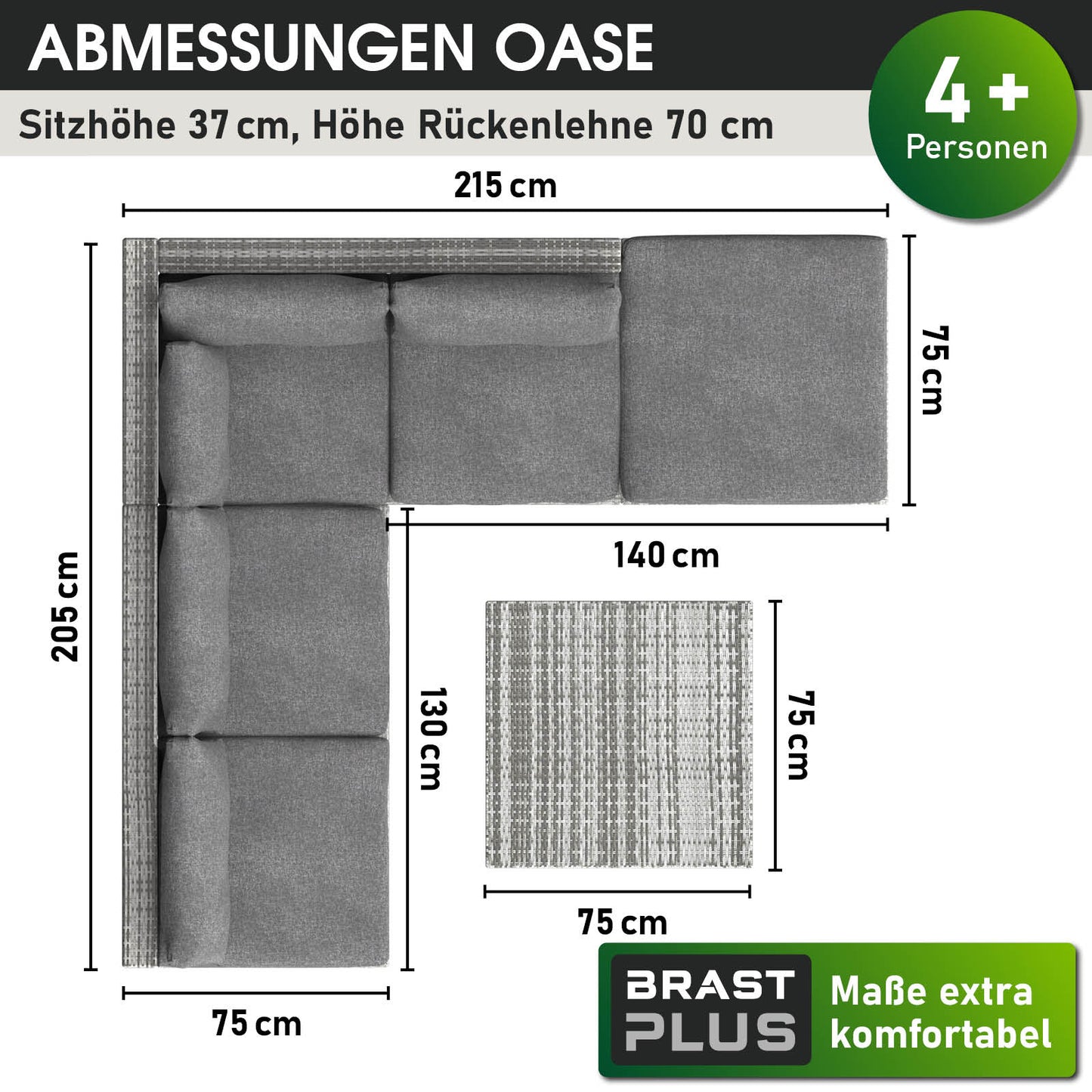 Polyrattan Gartenmöbelset OASE grau