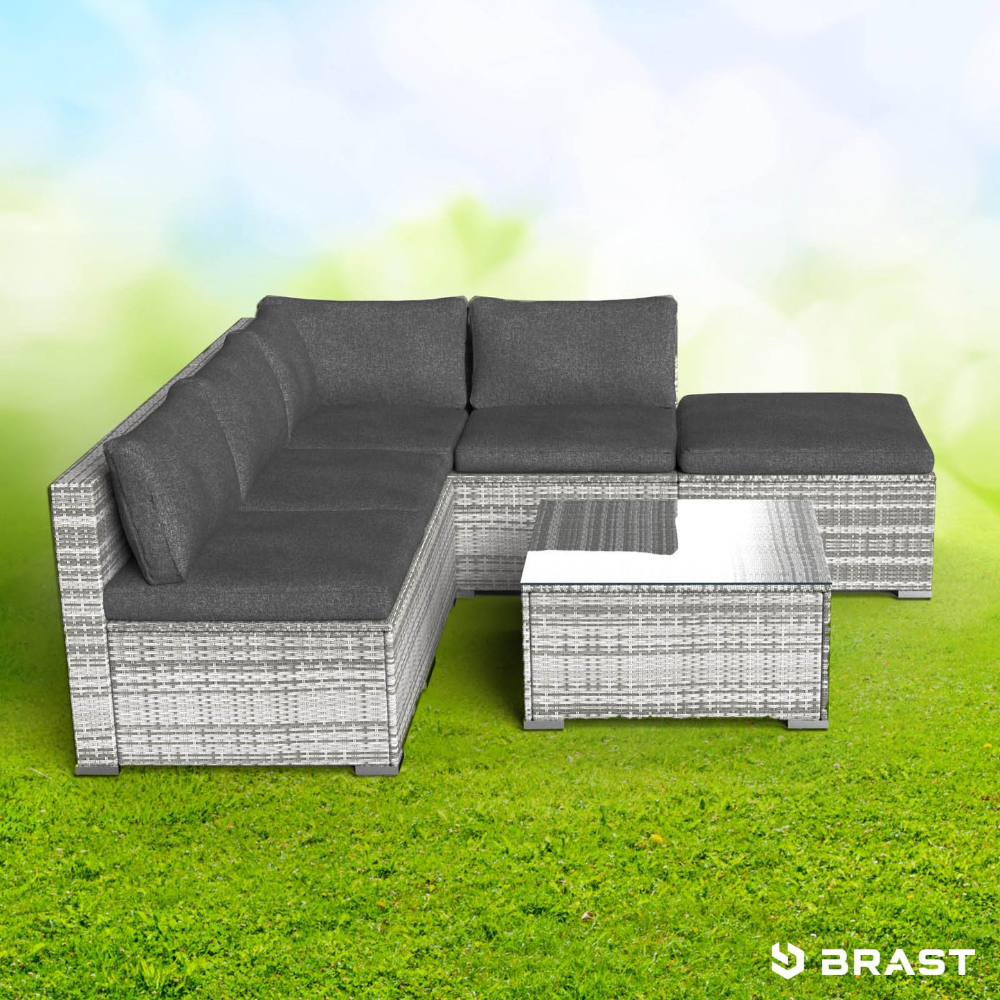 Polyrattan Gartenmöbelset OASE grau
