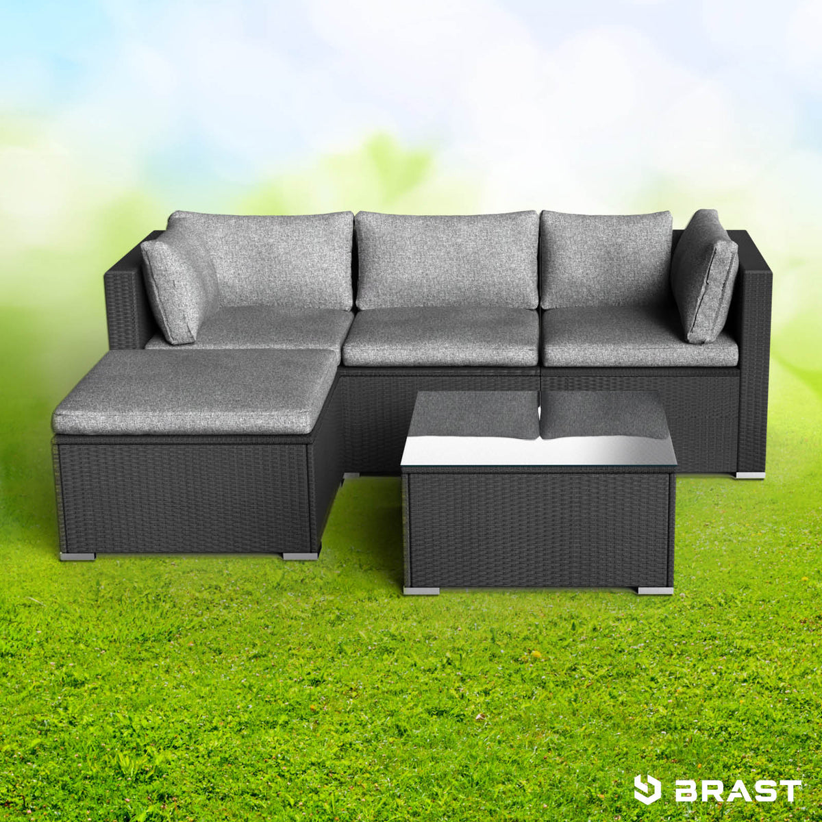 Polyrattan Gartenmöbelset ROYAL schwarz