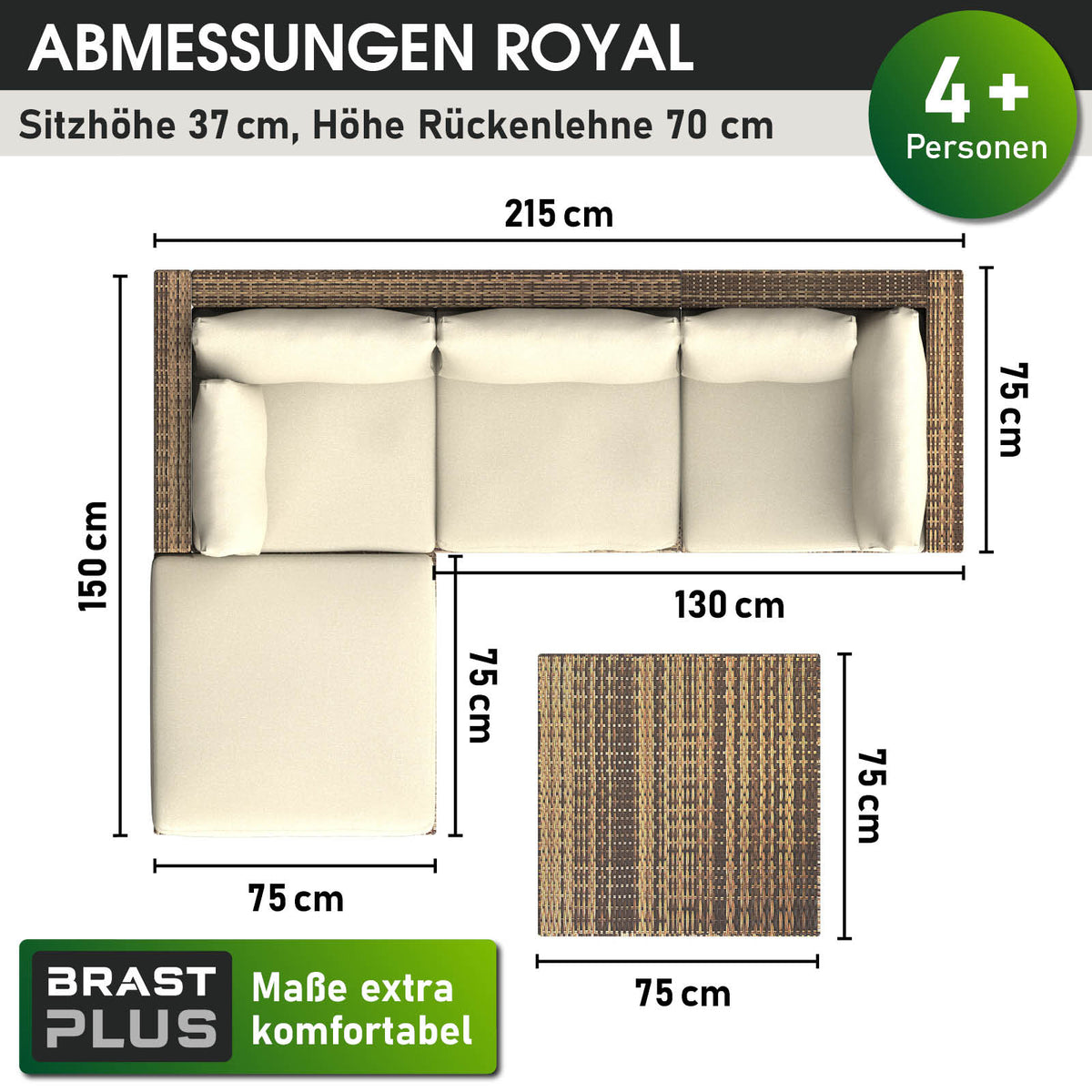 Polyrattan Gartenmöbelset ROYAL braun