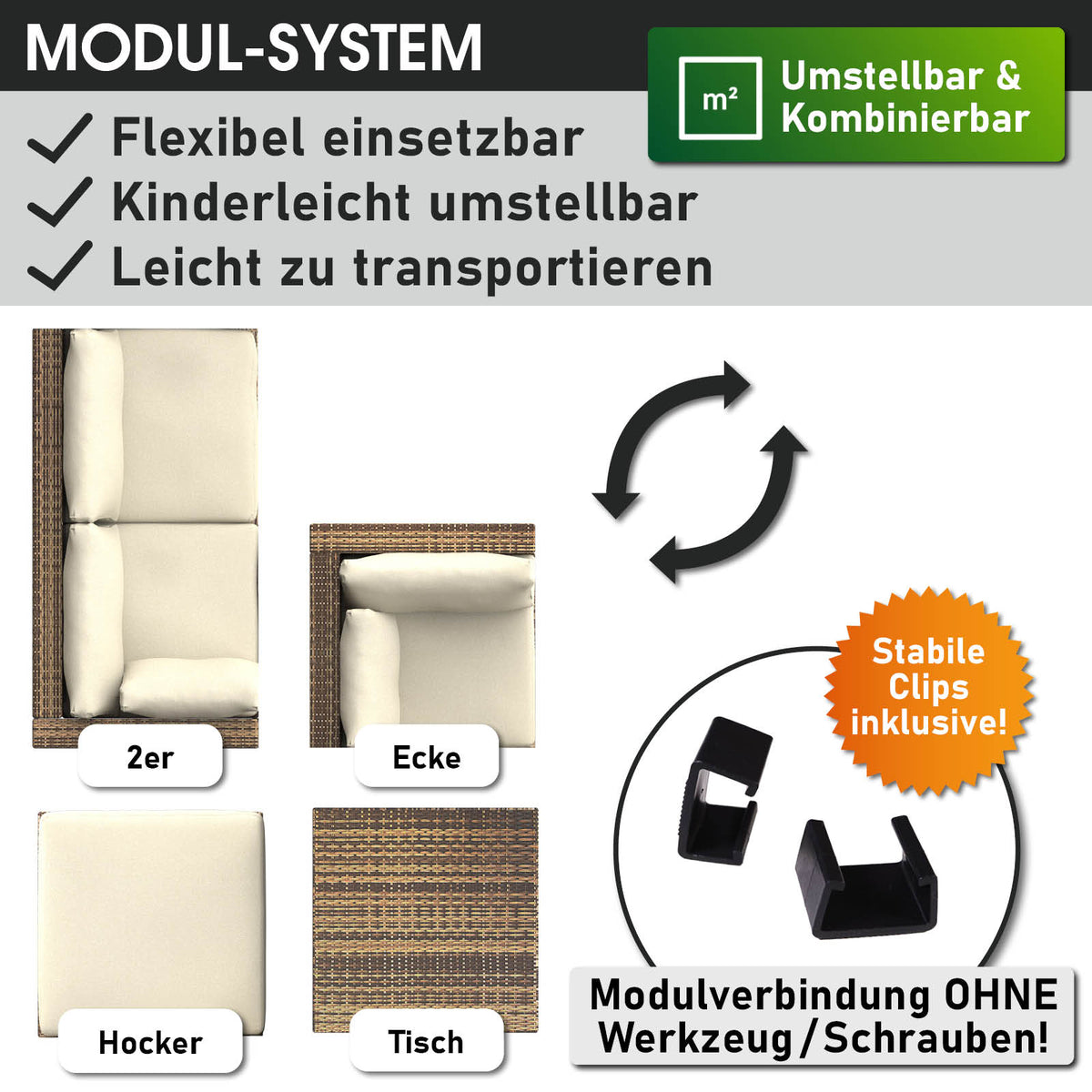 Polyrattan Gartenmöbelset ROYAL braun