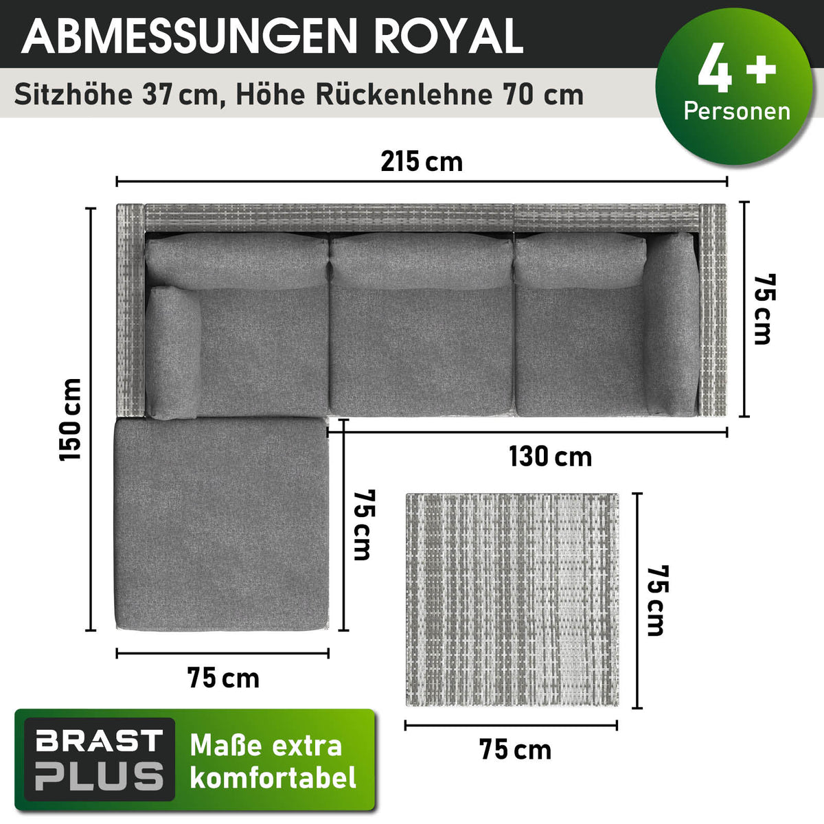 Polyrattan Gartenmöbelset ROYAL grau