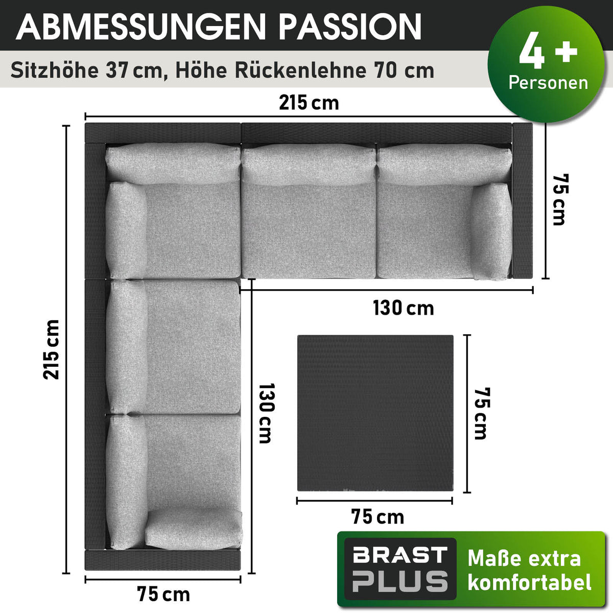 Polyrattan Gartenmöbelset PASSION schwarz