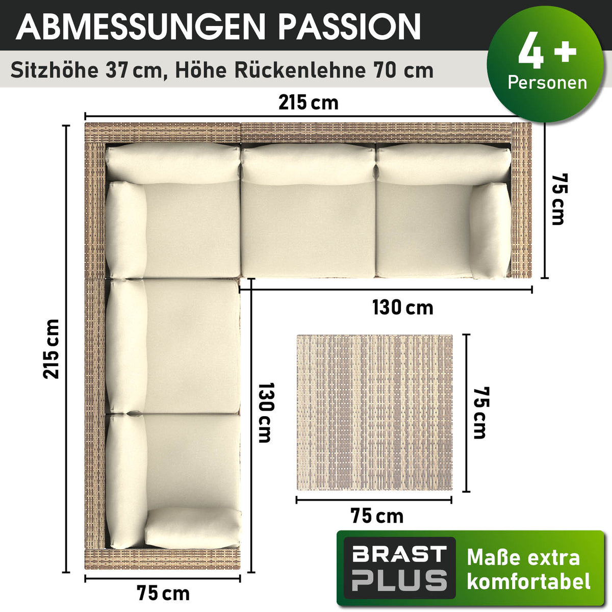 Polyrattan Gartenmöbelset PASSION braun
