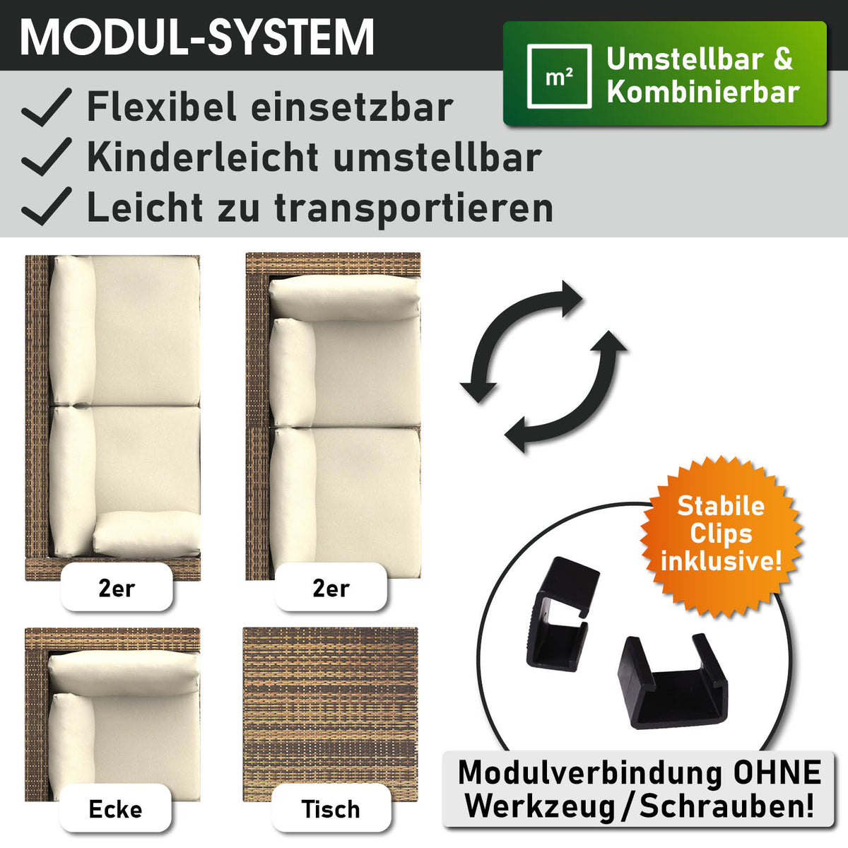 Polyrattan Gartenmöbelset PASSION braun