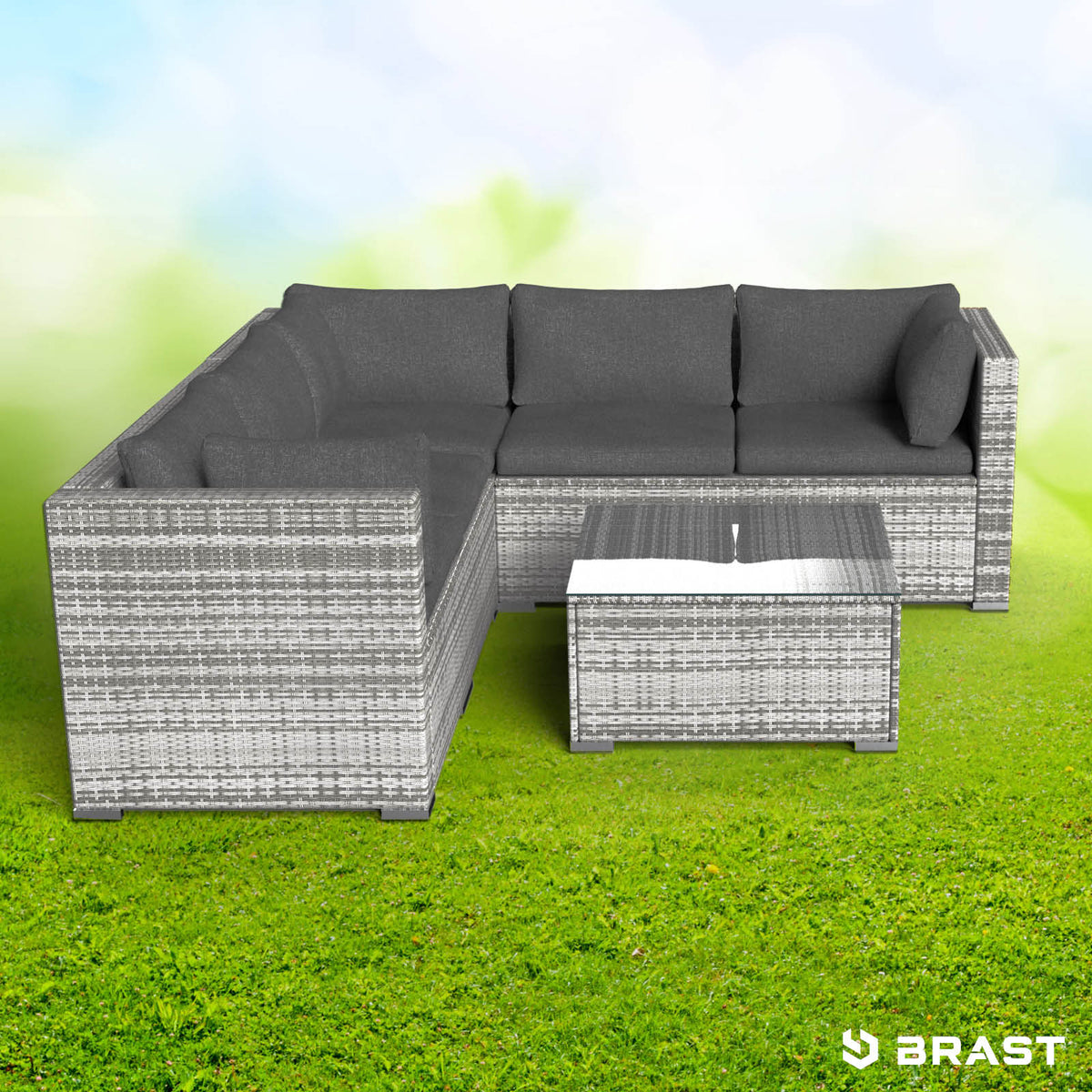 Polyrattan Gartenmöbelset PASSION grau