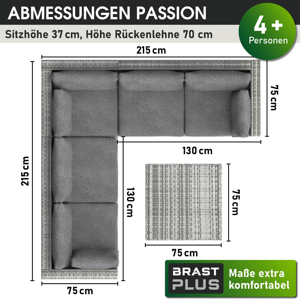 Polyrattan Gartenmöbelset PASSION grau