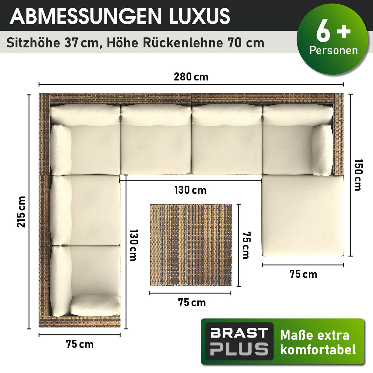 Polyrattan Gartenmöbelset LUXUS braun