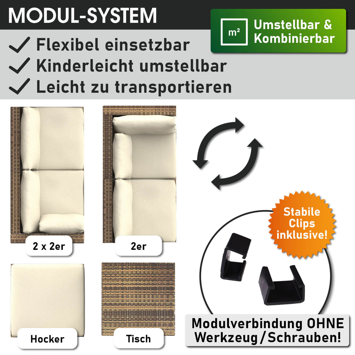 Polyrattan Gartenmöbelset LUXUS braun