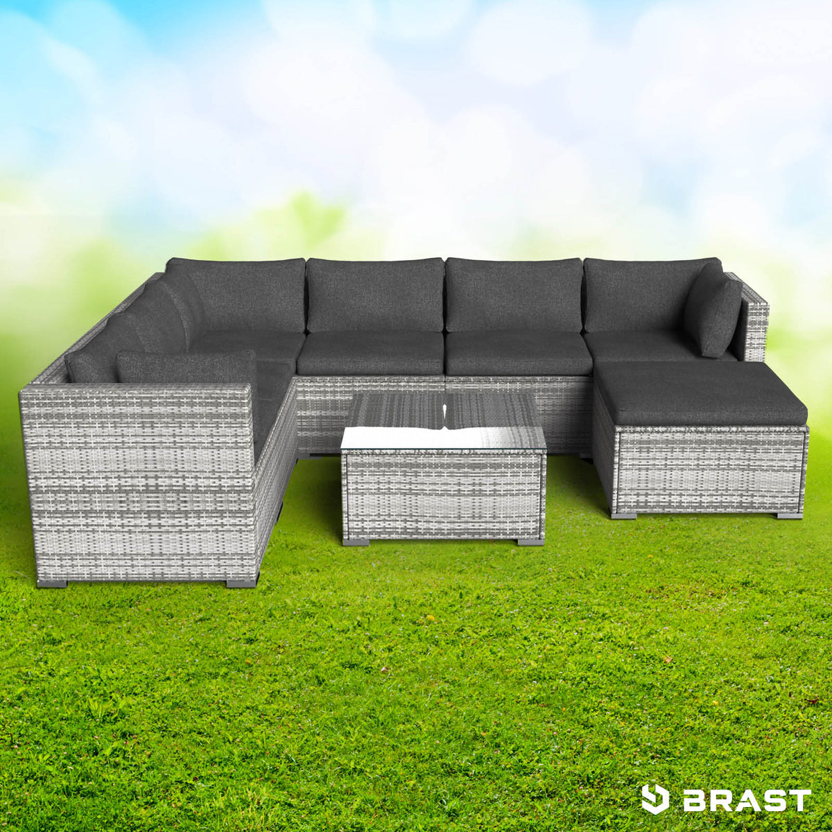 Polyrattan Gartenmöbelset LUXUS grau