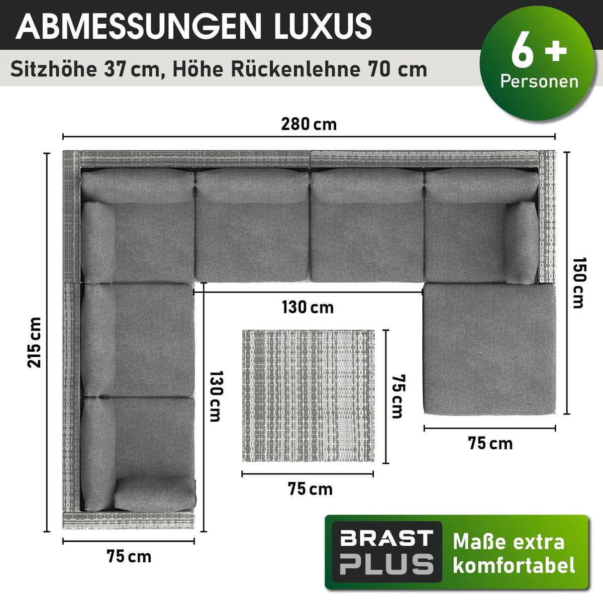 Polyrattan Gartenmöbelset LUXUS grau