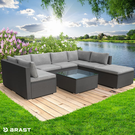 Polyrattan Gartenmöbelset SUNSHINE schwarz