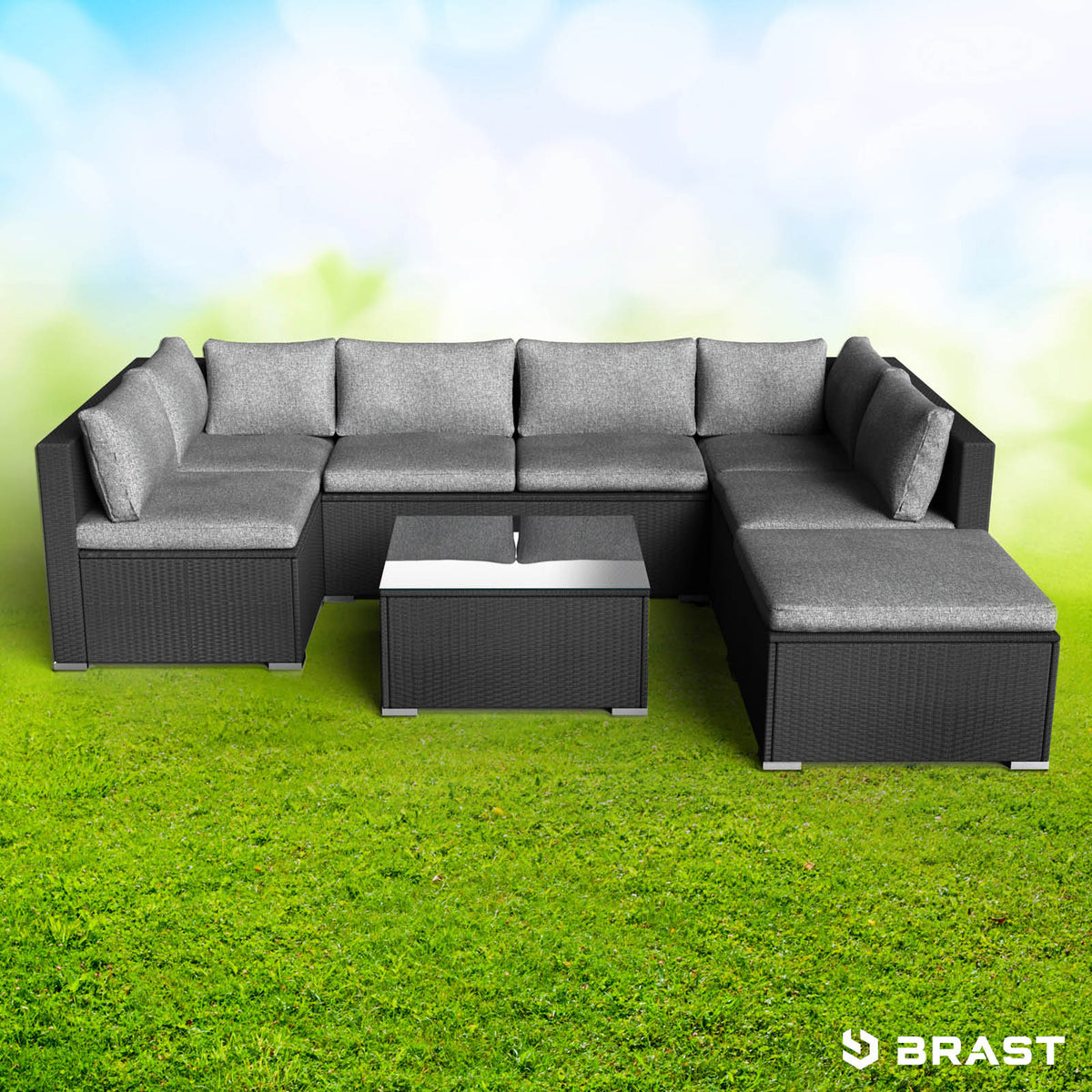 Polyrattan Gartenmöbelset SUNSHINE schwarz