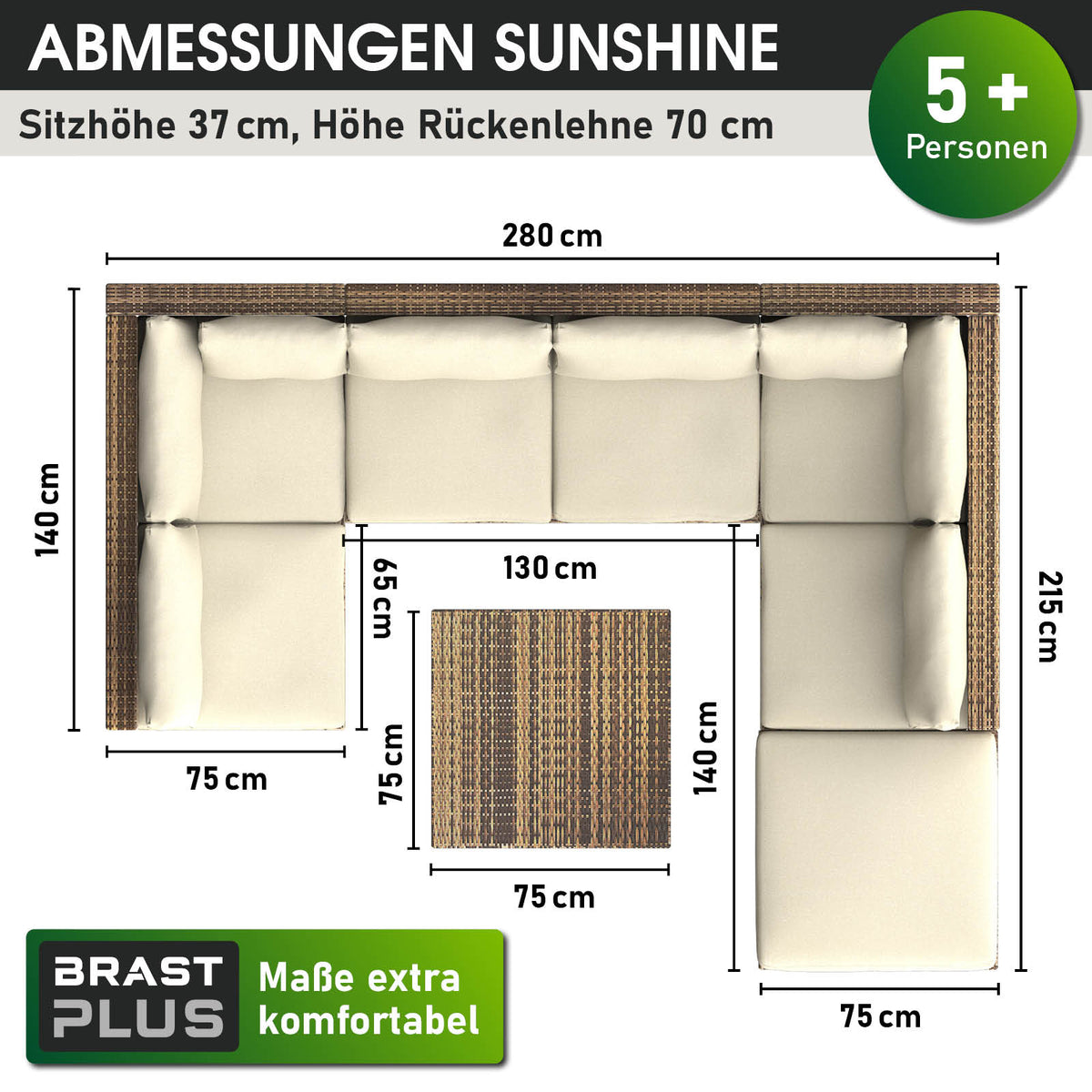 Polyrattan Gartenmöbelset SUNSHINE braun