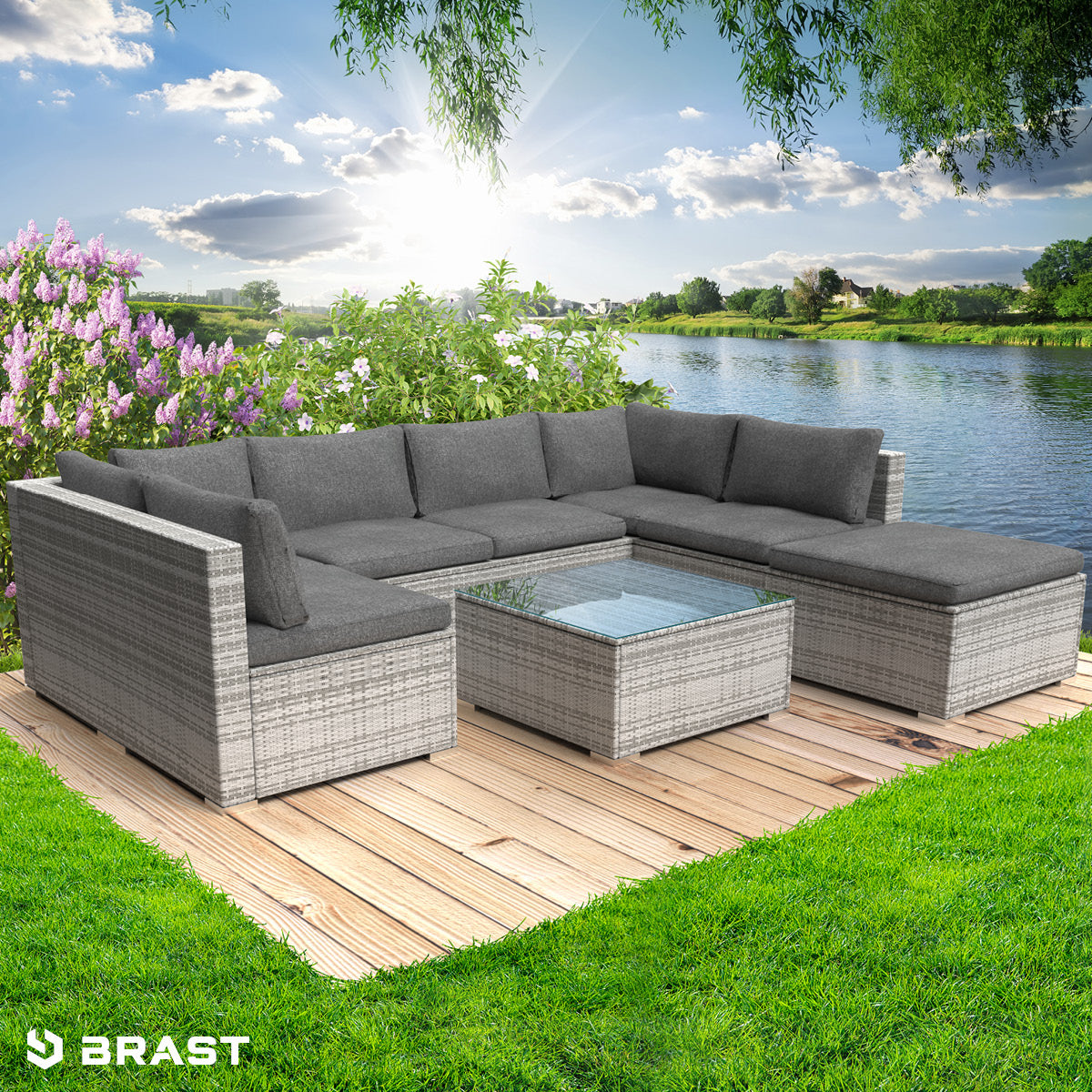 Polyrattan Gartenmöbelset SUNSHINE grau