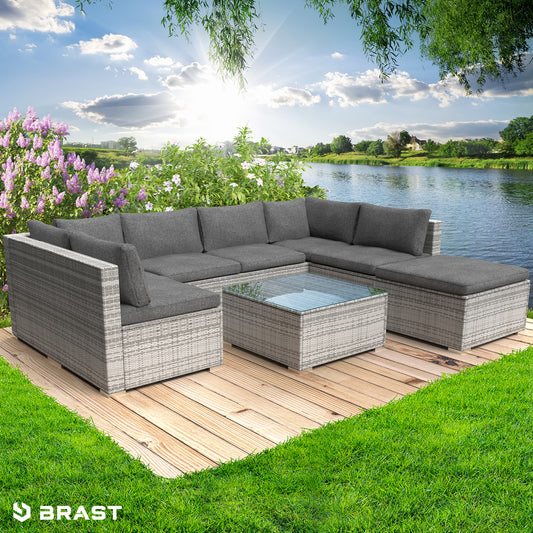 Polyrattan Gartenmöbelset SUNSHINE grau