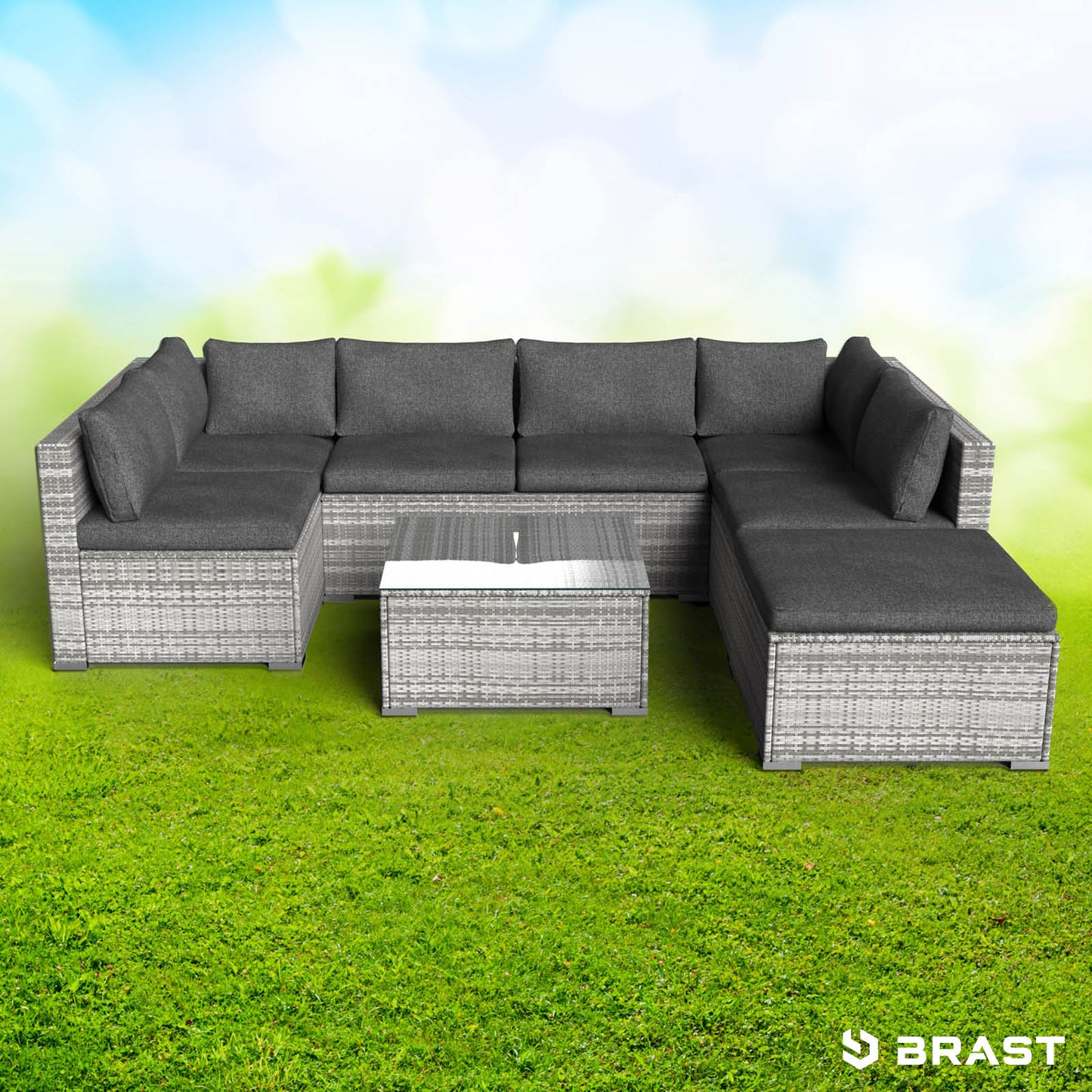 Polyrattan Gartenmöbelset SUNSHINE grau