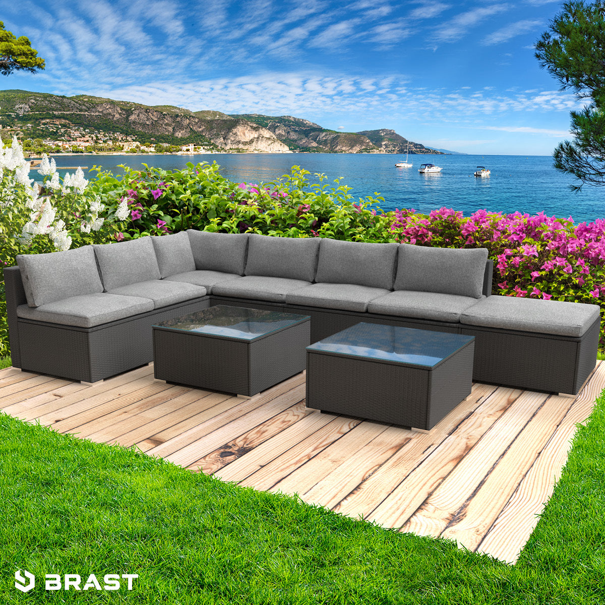 Polyrattan Gartenmöbelset RELAX schwarz