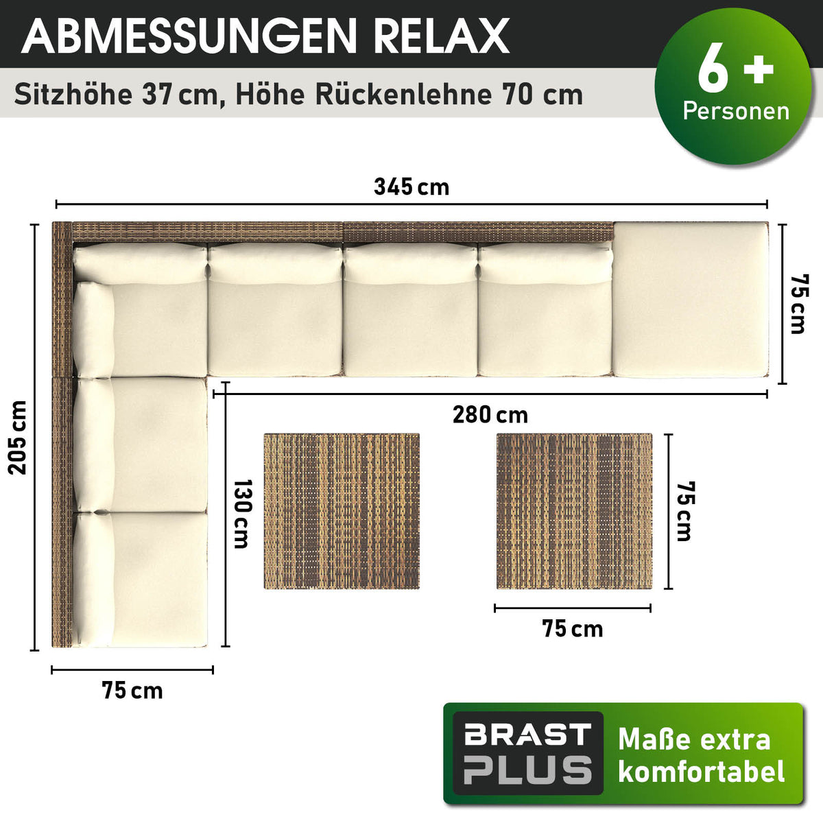 Polyrattan Gartenmöbelset RELAX braun