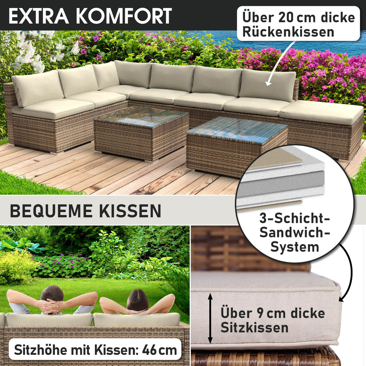 Polyrattan Gartenmöbelset RELAX braun