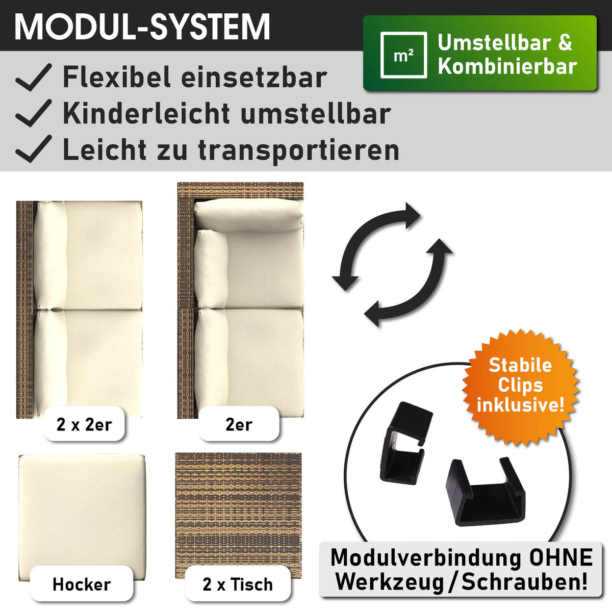 Polyrattan Gartenmöbelset RELAX braun