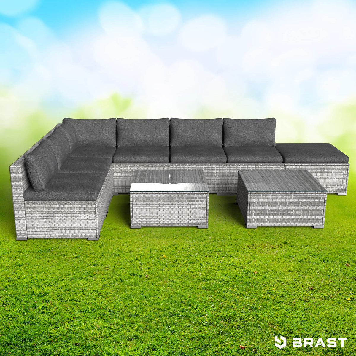 Polyrattan Gartenmöbelset RELAX grau