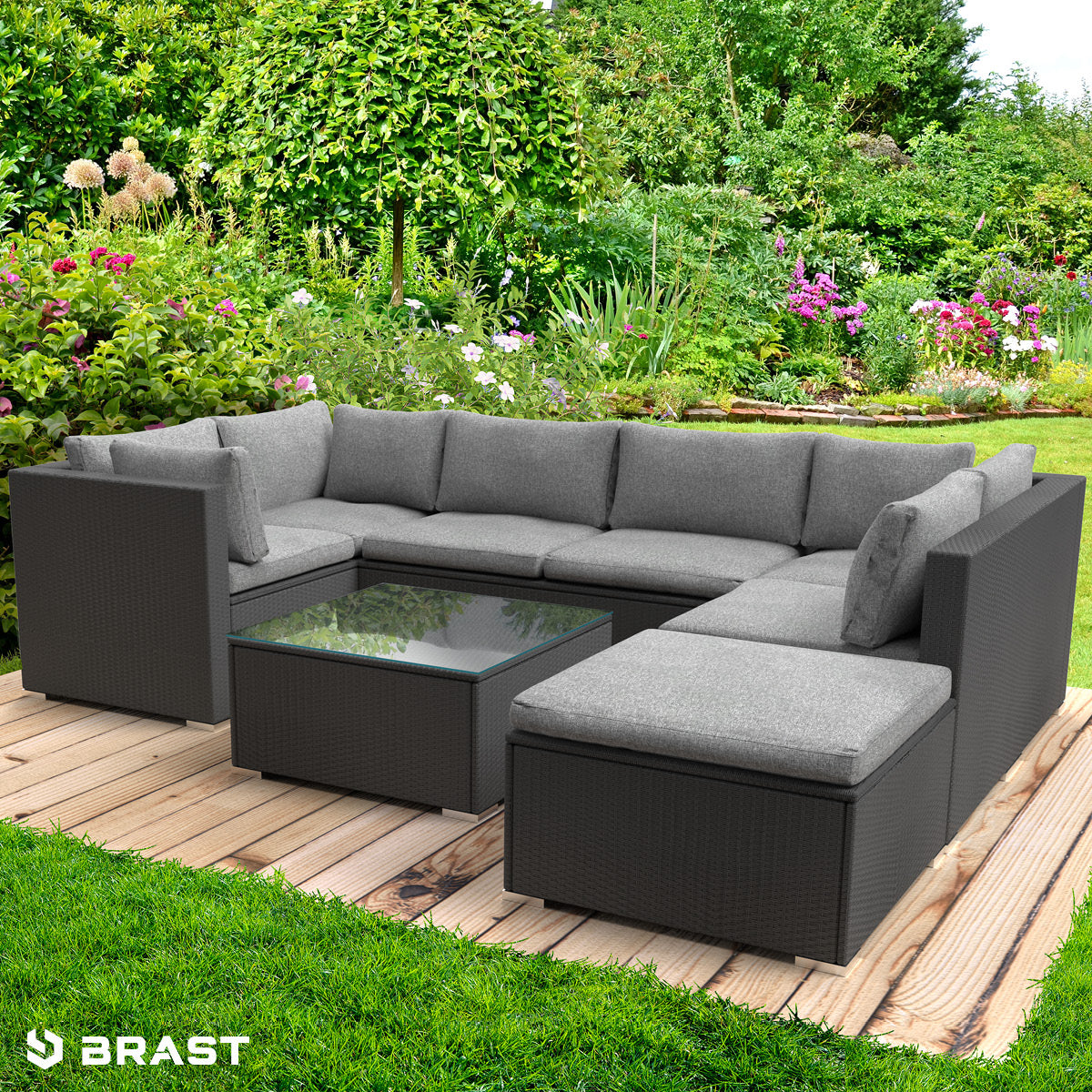 Polyrattan Gartenmöbelset SERENITY schwarz