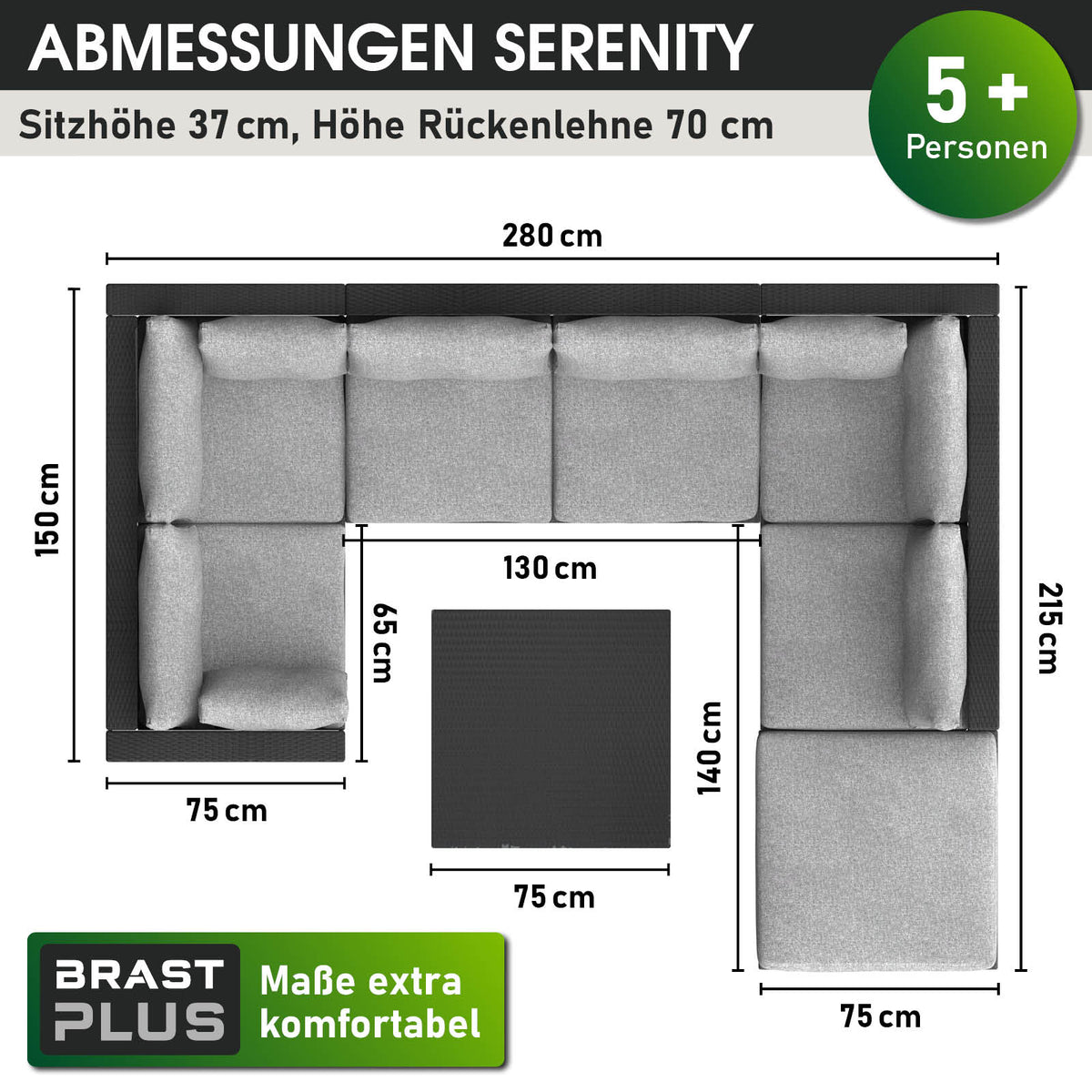 Polyrattan Gartenmöbelset SERENITY schwarz