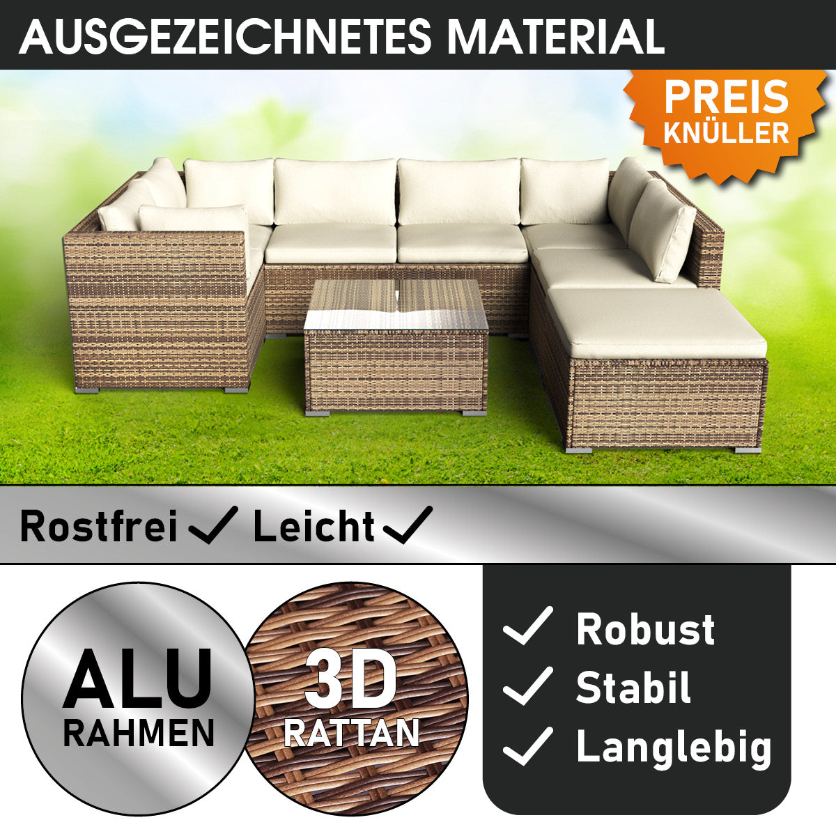 Polyrattan Gartenmöbelset SERENITY braun