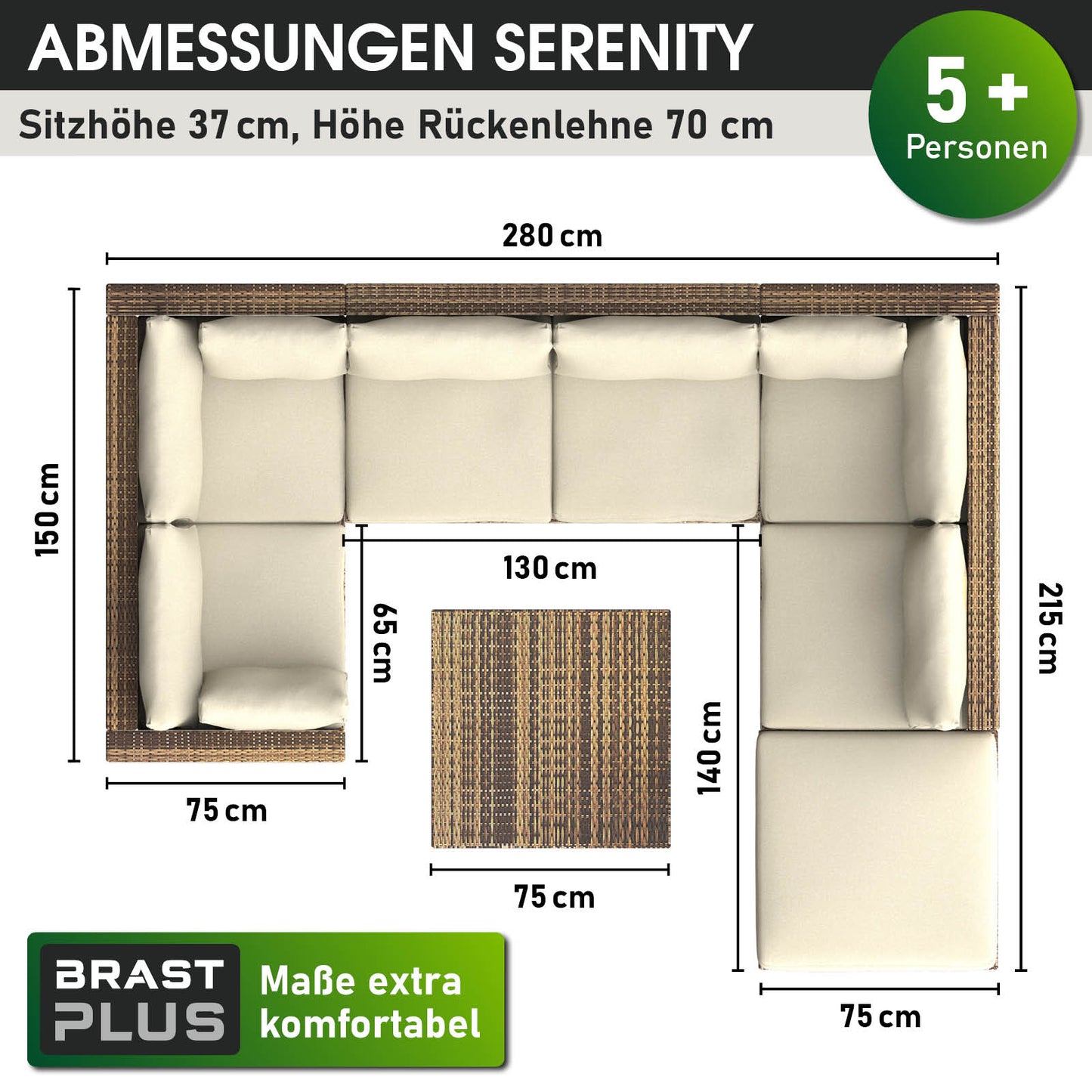 Polyrattan Gartenmöbelset SERENITY braun