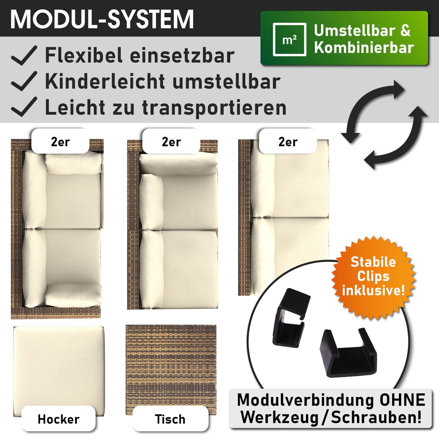 Polyrattan Gartenmöbelset SERENITY braun