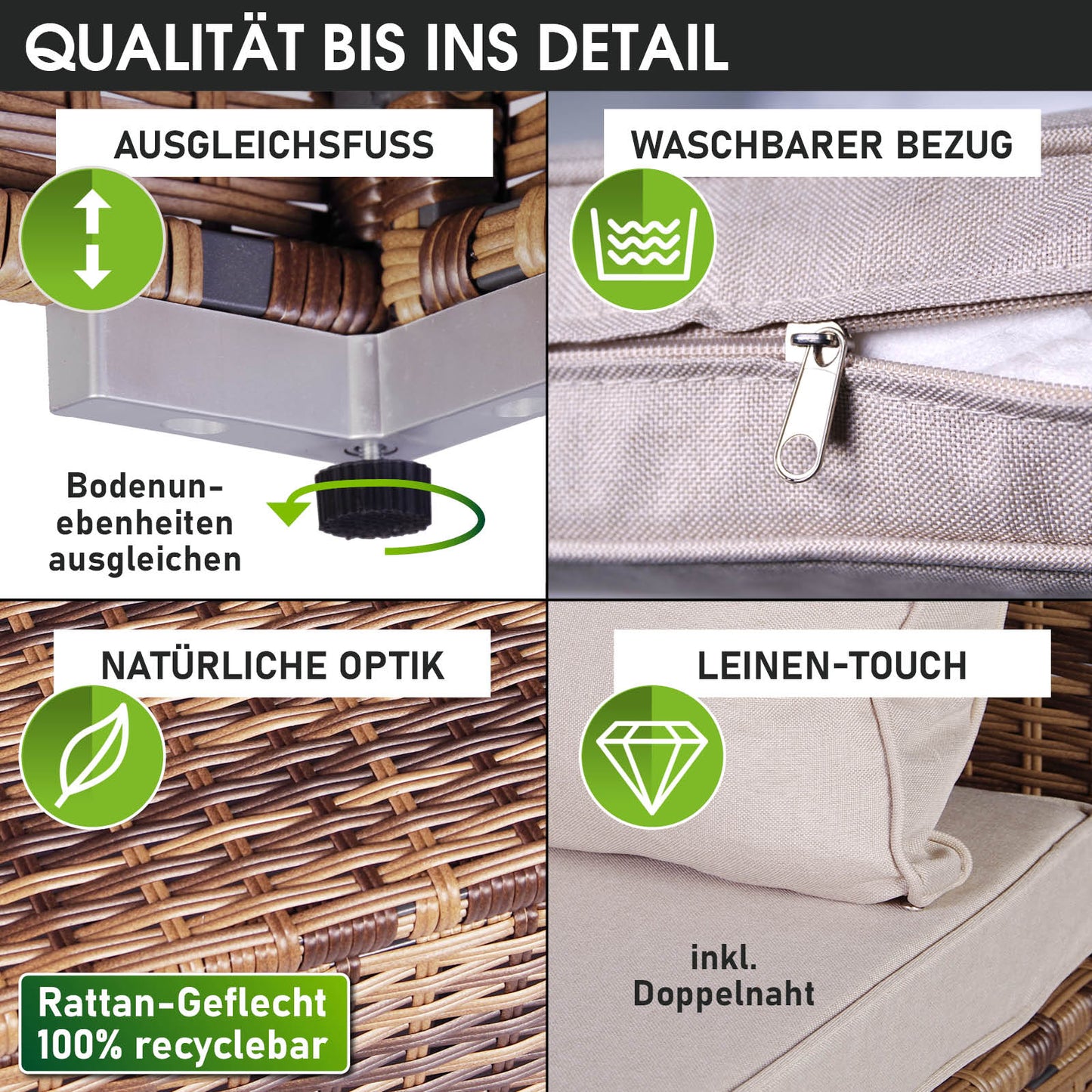 Polyrattan Gartenmöbelset SERENITY braun