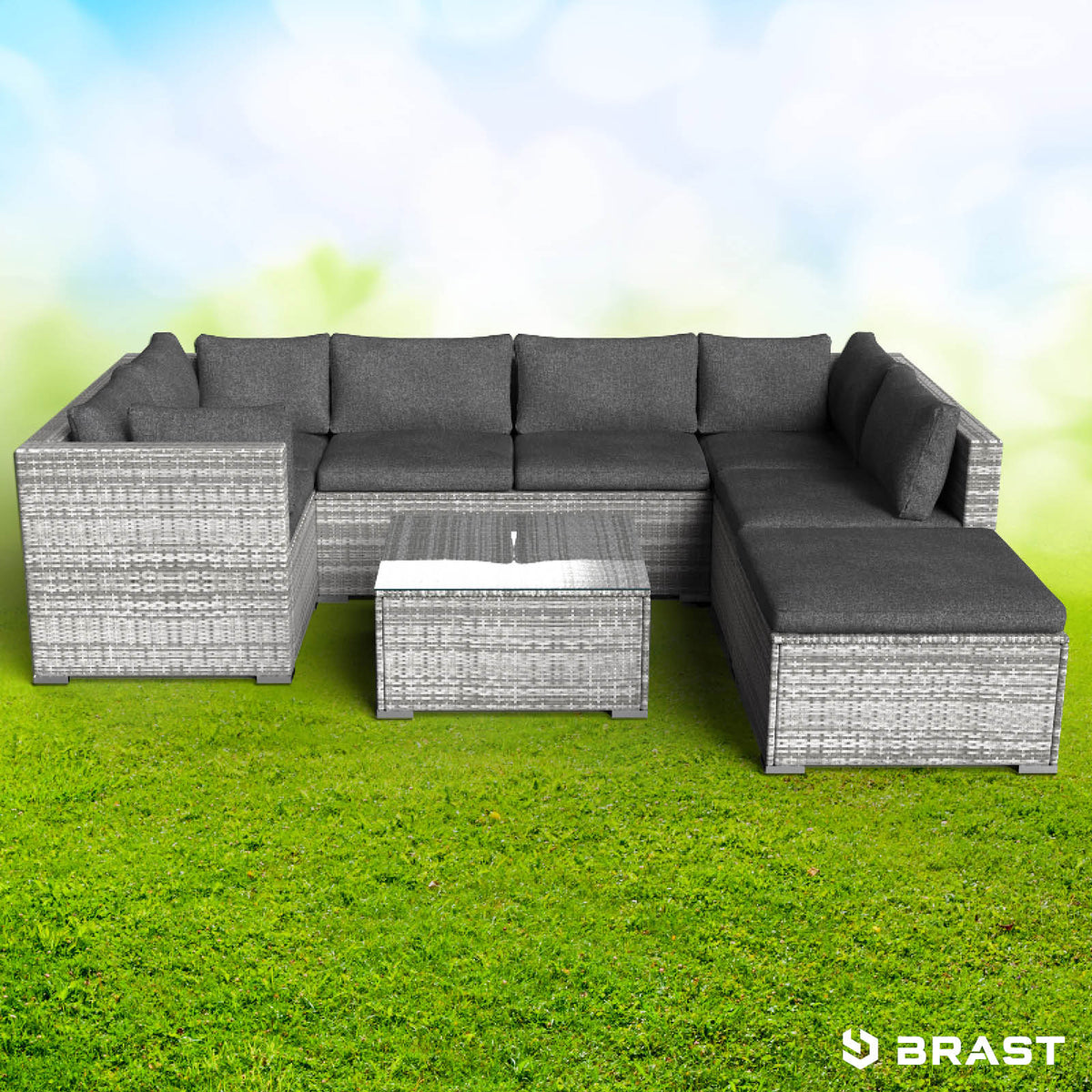 Polyrattan Gartenmöbelset SERENITY grau
