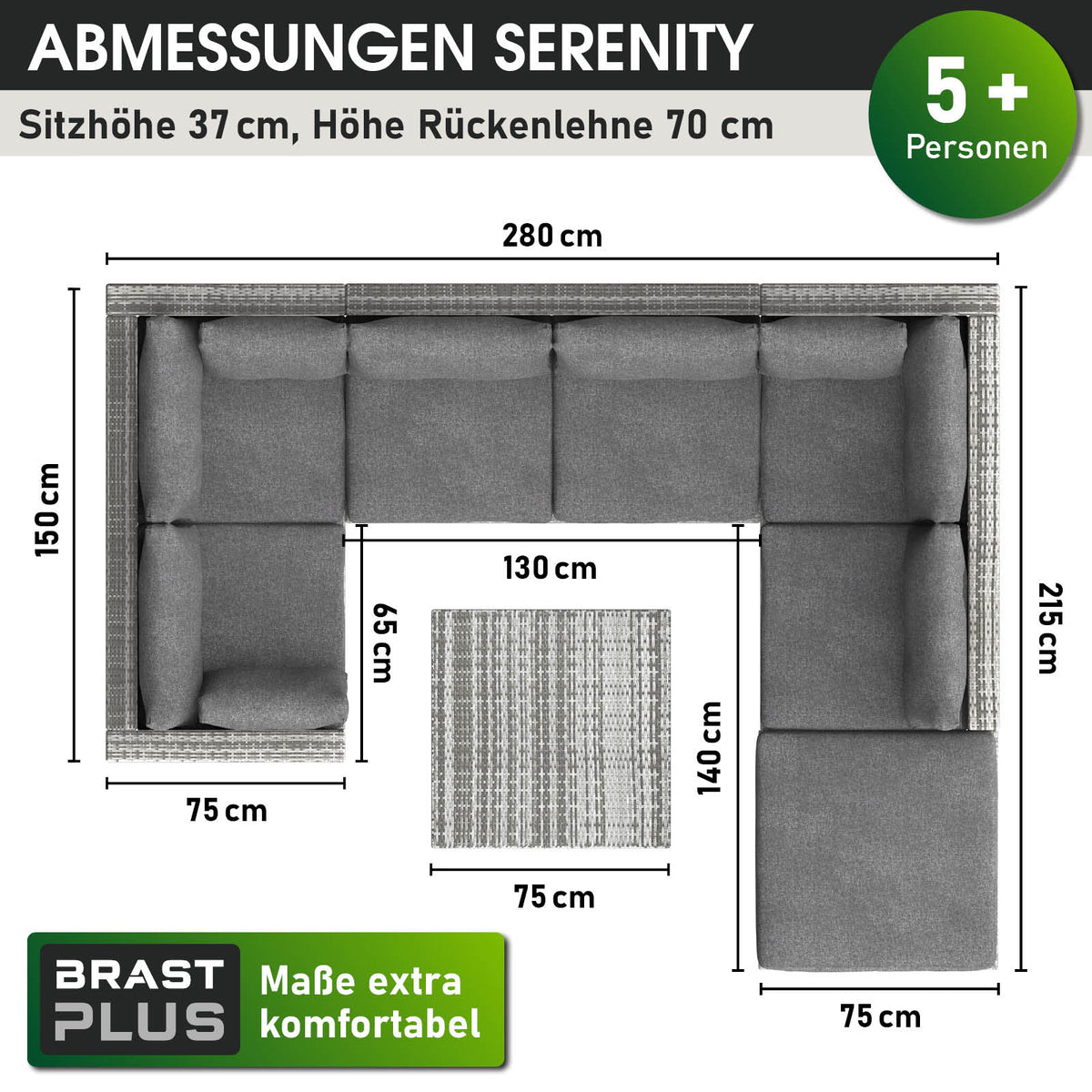 Polyrattan Gartenmöbelset SERENITY grau