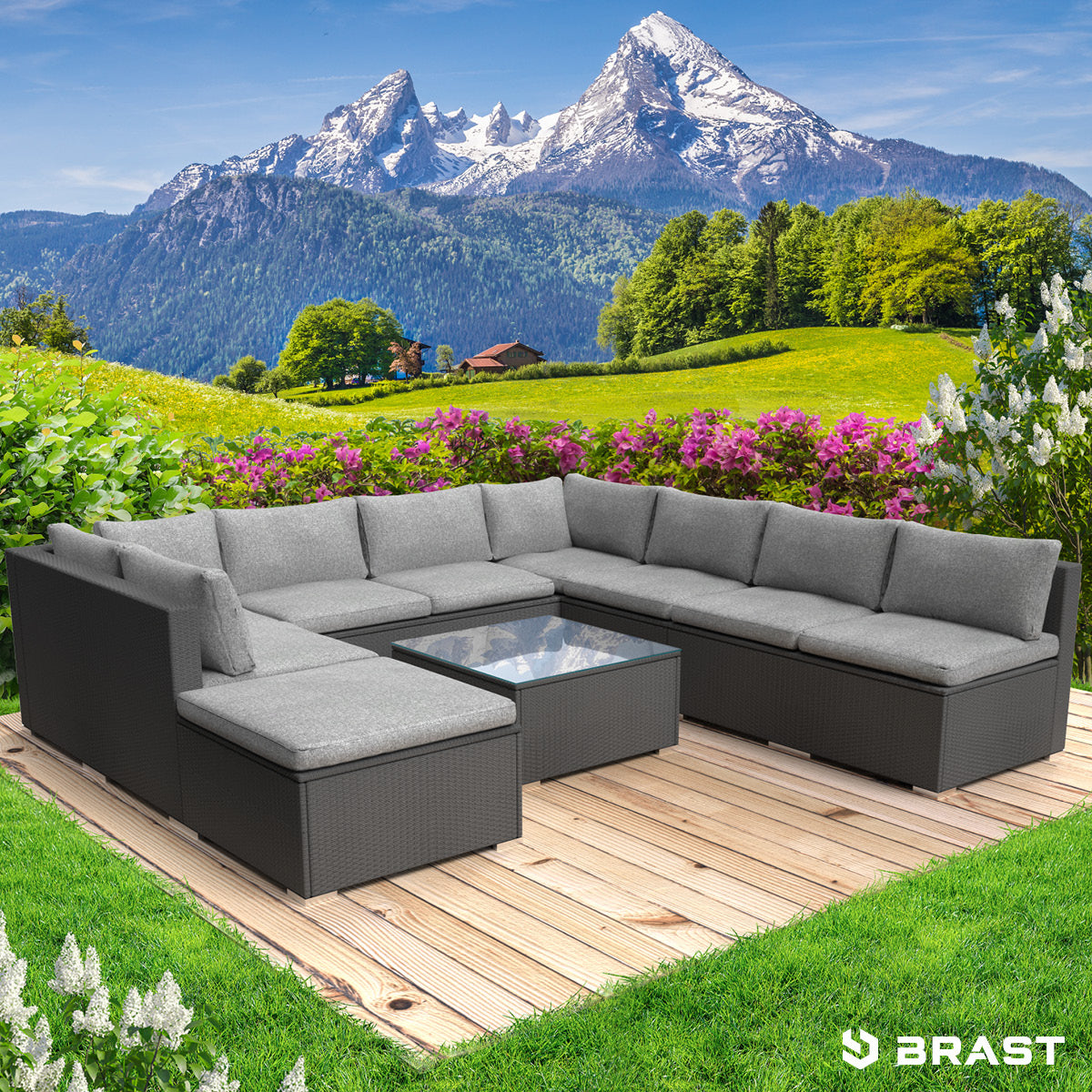 Polyrattan Gartenmöbelset PARADISE schwarz