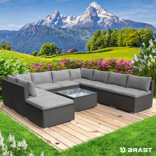 Polyrattan Gartenmöbelset PARADISE schwarz