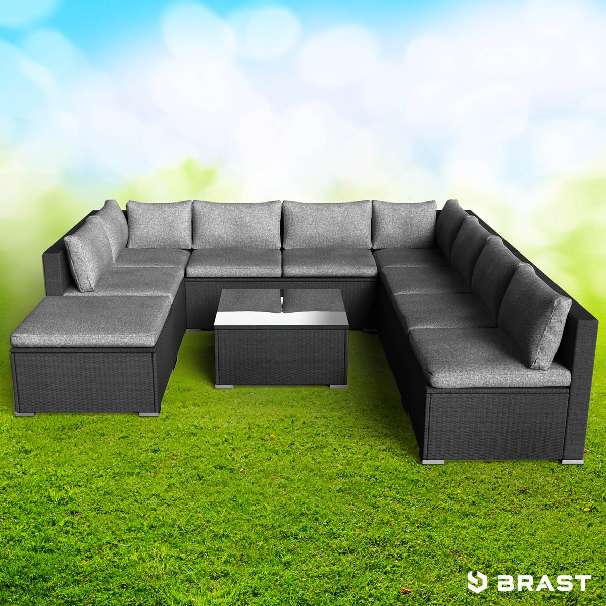 Polyrattan Gartenmöbelset PARADISE schwarz