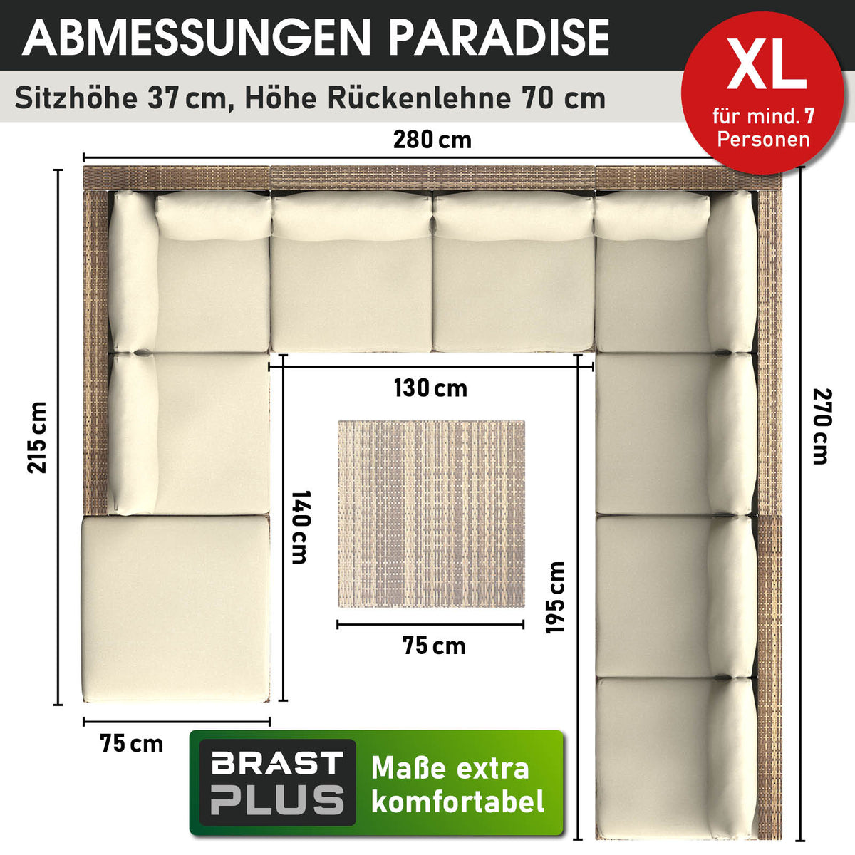 Polyrattan Gartenmöbelset PARADISE braun