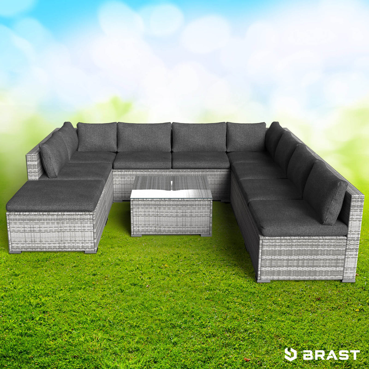 Polyrattan Gartenmöbelset PARADISE grau