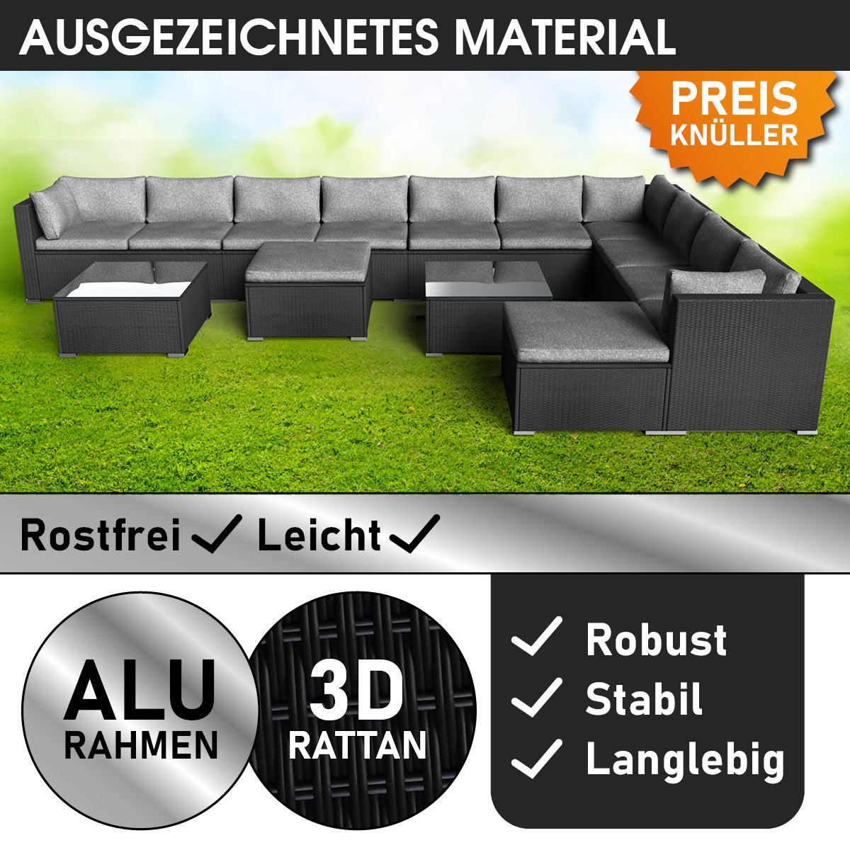 Polyrattan Gartenmöbelset DREAMS schwarz