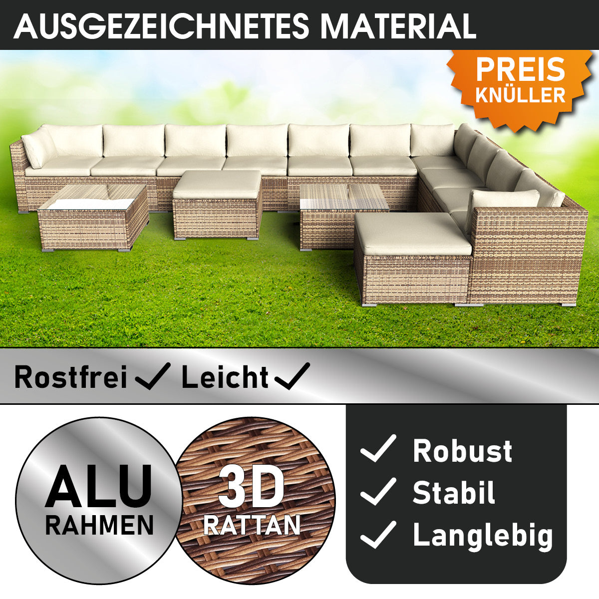 Polyrattan Gartenmöbelset DREAMS braun