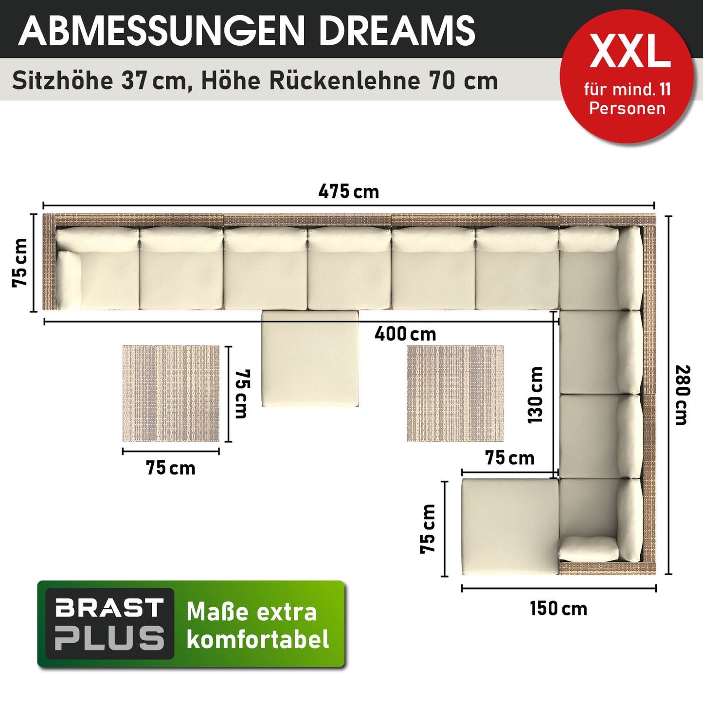 Polyrattan Gartenmöbelset DREAMS braun