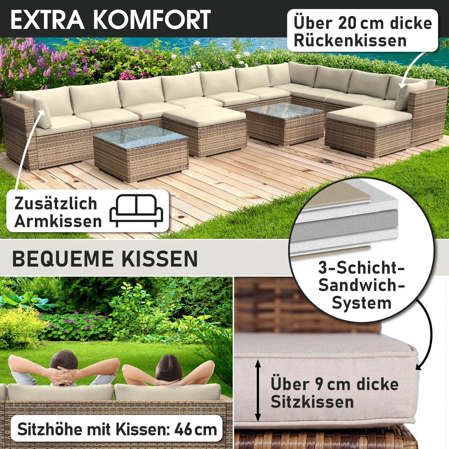 Polyrattan Gartenmöbelset DREAMS braun